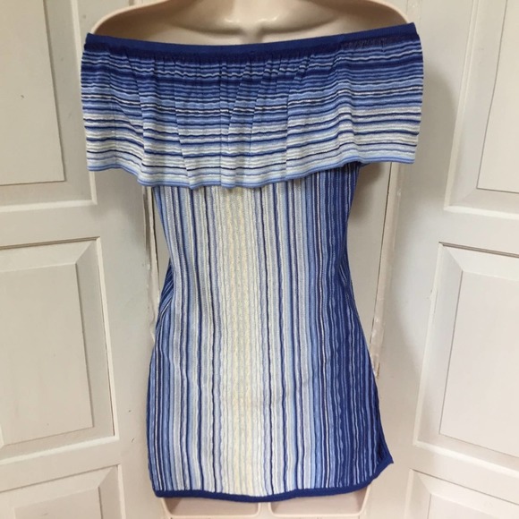 White House Black Market Blue and Silver Blouse - Picture 11 of 16